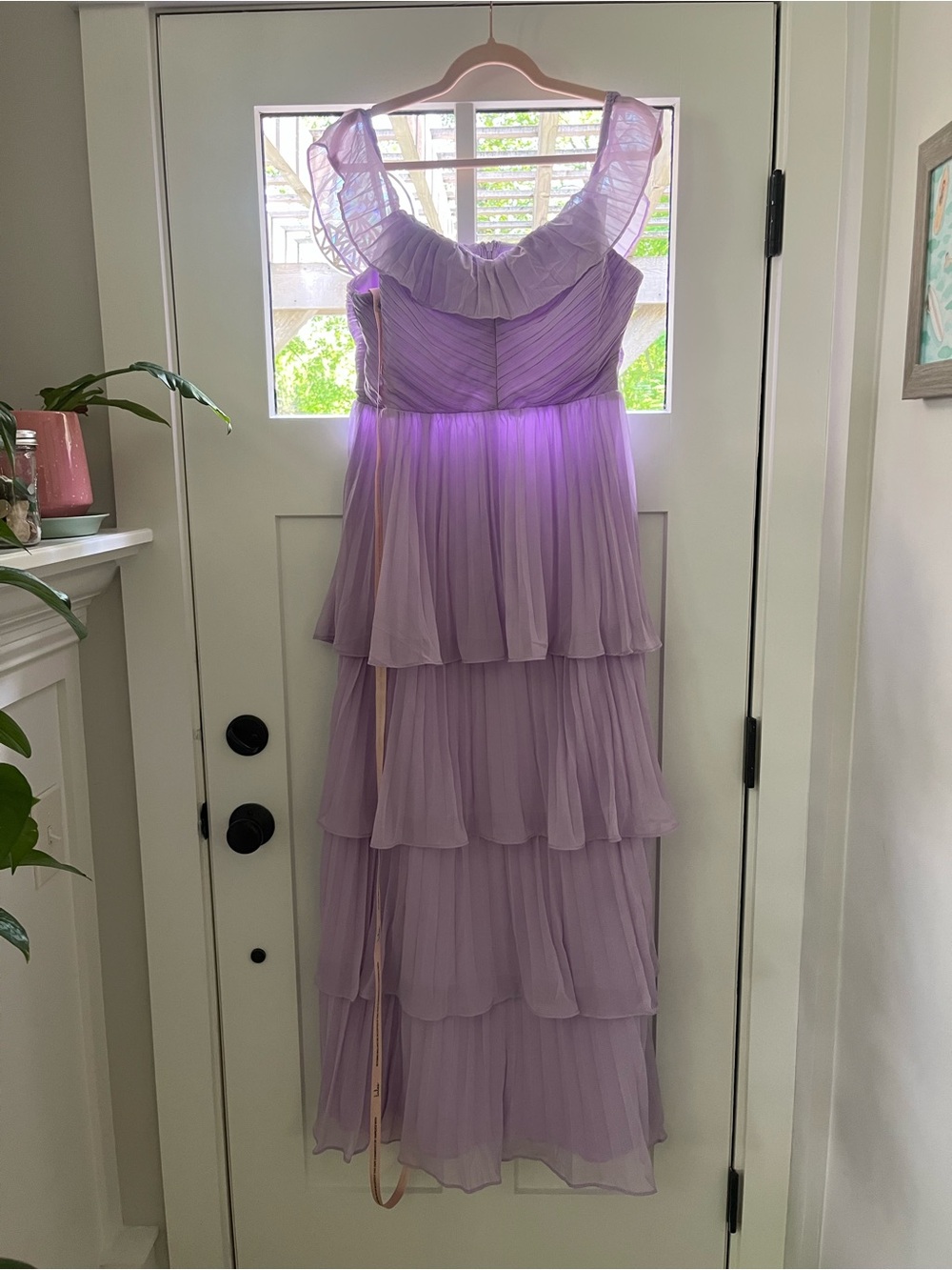 NWT Lulu's Lavender One-Shoulder Tiered Maxi Dress - Picture 3 of 4